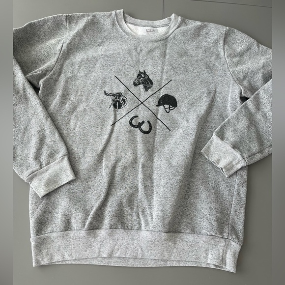 [XL]Spiced Equestrian Gray Crewneck Sweater - Picture 1 of 10